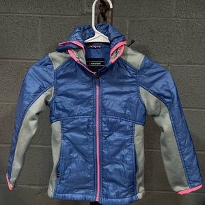 Lands' End Blue Jacket with Pink Trim